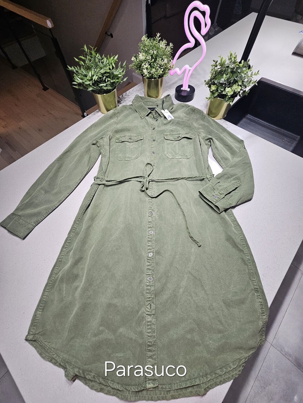 NWT PARASUCO Sublime Robe Redingote Kaki - Picture 2 of 8